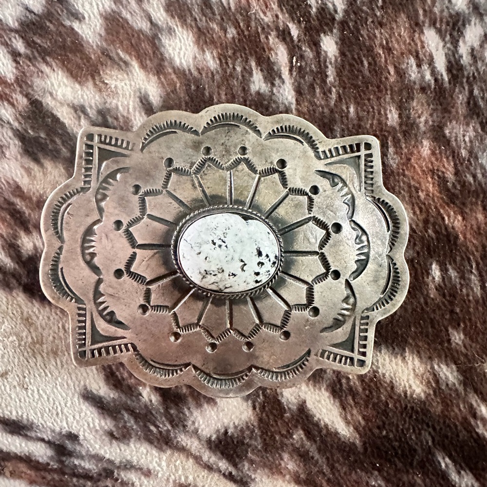 Native American White Buffalo Belt Buckle